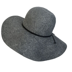 Halogen Wool Felt Floppy Wide Brim Hat Gray Adjustable Size Outdoors Festival
